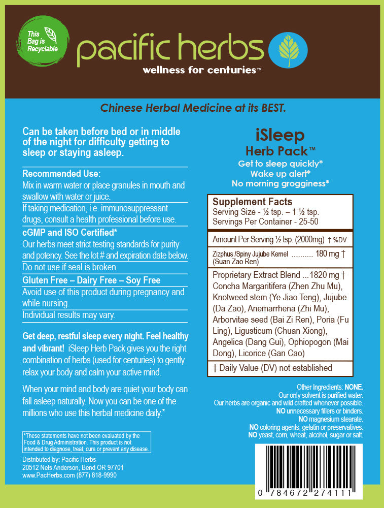 Pacific Herbs iSleep Herb Pack